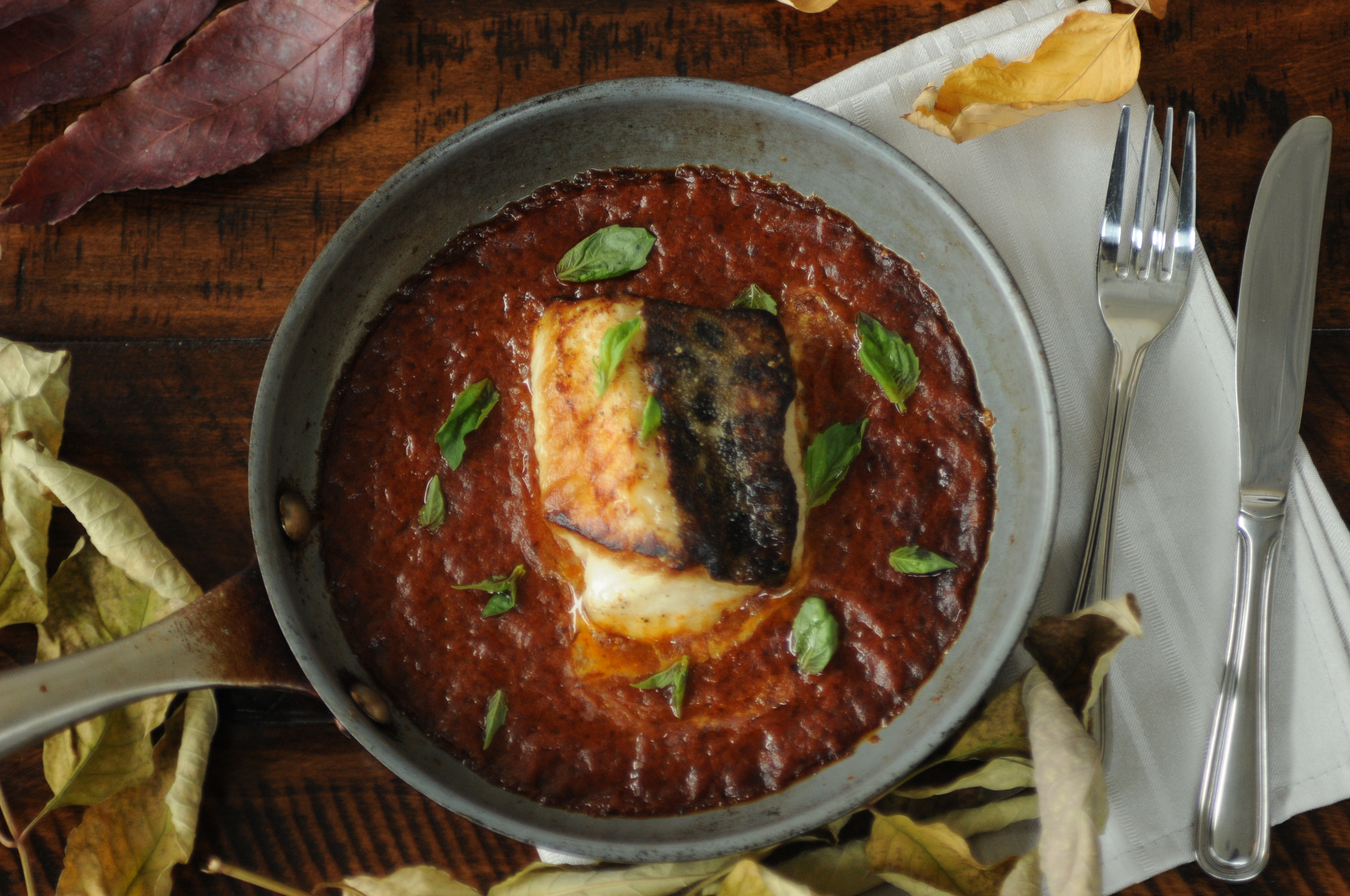 Baked Wolffish with Romesco Sauce